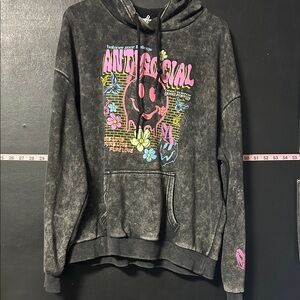 Antisocial faded rose hoodie